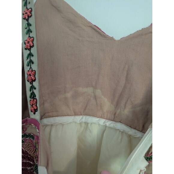 Anthropologie Zehavale Norrbotten Dress Copper Red Pink Embroidery Beaded Size 6 - Picture 9 of 11